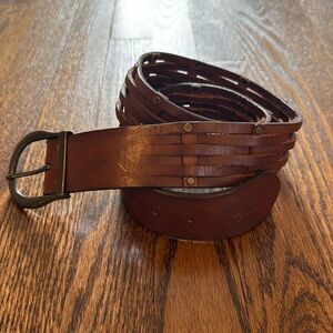 Hollister Brown Leather Studded Belt XS/S
